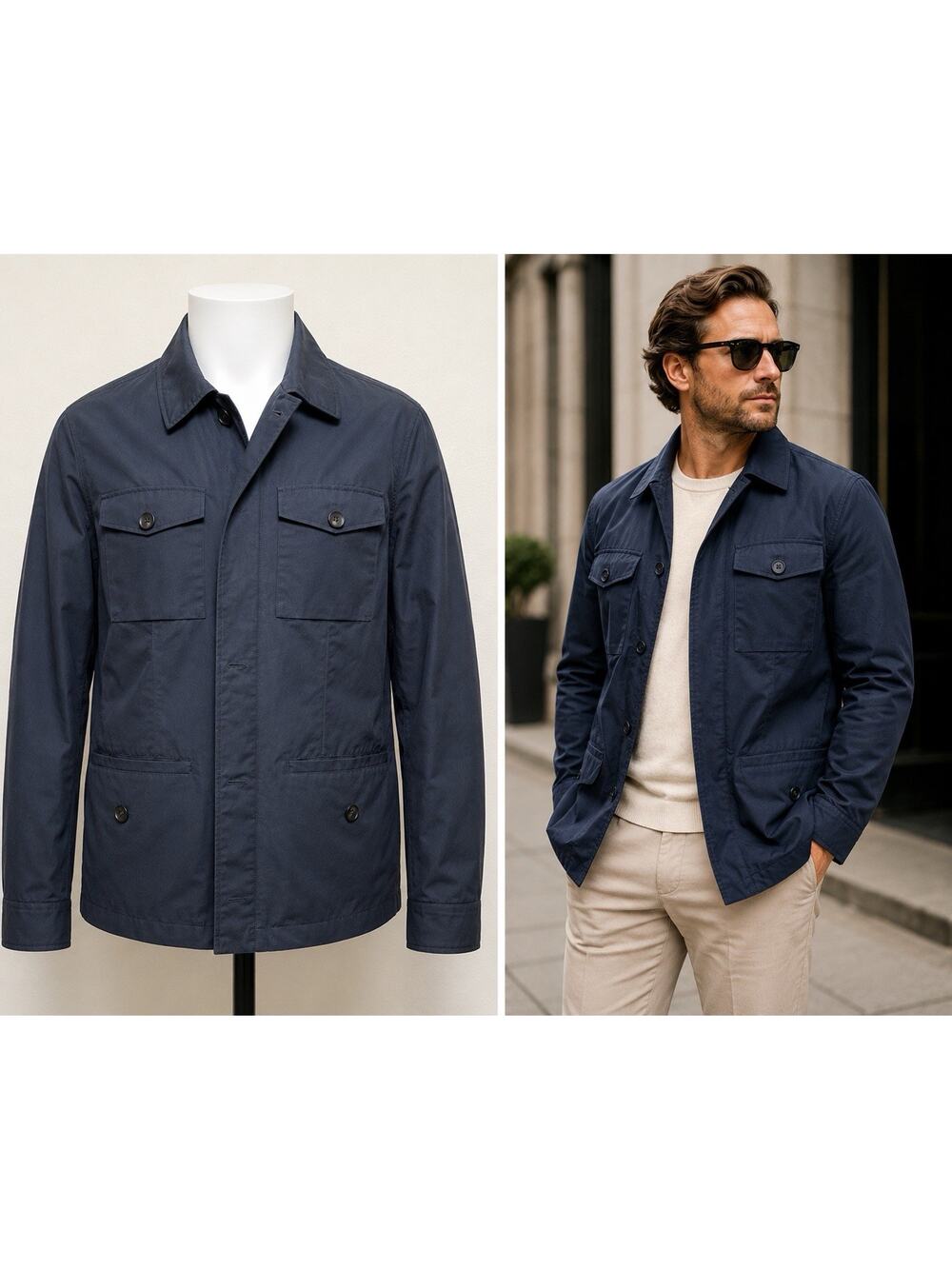 Suitsupply Milton Int Mens 40R US Navy Field Jacket Size 50 Olmetex Cotton Blend